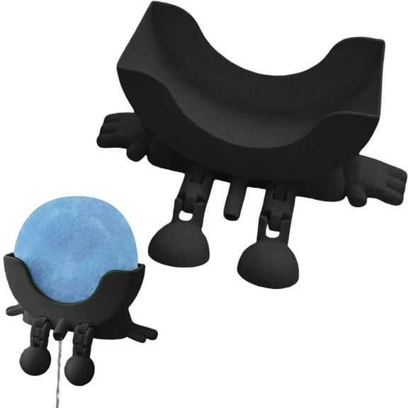 Cute Sponge Holder for Kitchen Sink, 3D Printed Sponge Stand with Drainage and Legs, Funny Hanging Sponge Holder for Kitchen Counter Decor, Kitchen Sink Organizer, 5.9" x 3.4", Black