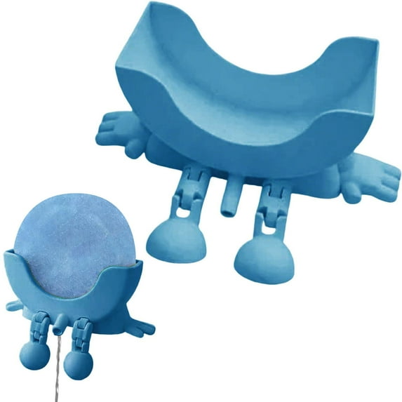 Cute Sponge Holder for Kitchen Sink, 3D Printed Sponge Stand with Drainage and Legs, Funny Hanging Sponge Holder for Kitchen Counter Decor, Kitchen Sink Organizer, 5.9" x 3.4", Blue