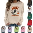 thumbnail image 1 of Cute Spooky Biscuits Graphic Sweatshirt Women Black Cat Ghost Dough Print Crew Neck Long Sleeve Pullover Oversized Fleece Lined Fall Top for Halloween Party Casual Outfits, 1 of 6