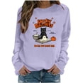 thumbnail image 1 of Cute Spooky Biscuits Graphic Sweatshirt Women Black Cat Ghost Dough Print Crew Neck Long Sleeve Pullover Oversized Fleece Lined Fall Top for Halloween Party Casual Outfits, 1 of 5