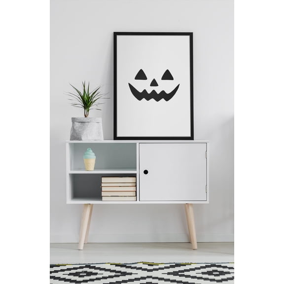 Cute Spooky Face Wall Art, Playful Halloween Decor, Unframed Paper Print Size 8x12