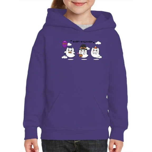 Cute Spooky Ghost Kittens Hoodie Juniors -Image by Shutterstock,  x-Large