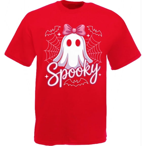 Cute Spooky Ghost T-Shirt with Pink Bow, Kawaii Halloween Graphic Tee, Funny Retro Unisex Casual Gift Shirt 2025 Royal
