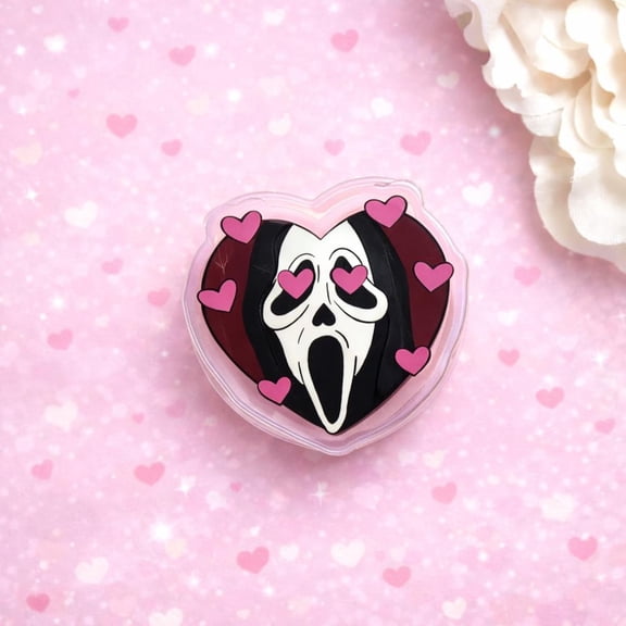 Cute Spooky Ghostface Heart Inspired Phone Grip: Horror Movie Love Magnetic Phone Holder, Halloween Aesthetic Gift Popgrip