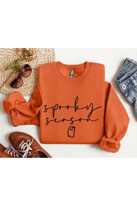 Cute Spooky Season Sweatshirt,Halloween Sweatshirt, Womens Halloween Sweatshirt, Cute Fall Sweater, Gift For Halloween, Spooky Season Shirt TH290541