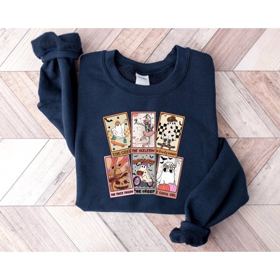 Cute Spooky Vibes Sweatshirt, Womens Ghost Shirt, Spooky, season Party Shirt, Pumpkin Shirt, Retro season, Fall Ghost Sweater, F6006 All Size S-5Xl