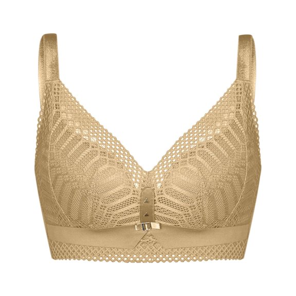 Cute Sports Bras Women Ladies Comfortable Breathable No Underwire Lace Push up Bra Woman Underwear V-Neck Lightly Lined Bra Feature Hook and Eye Closure Balconette Bra Style Y-587 , Yellow 34