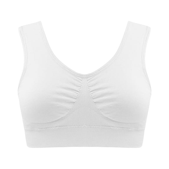 Cute Sports Bras for Women Convertible Bra Feature V-Neck Padded Bra Style W-1096 White S