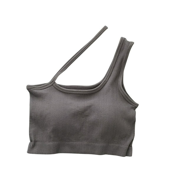 Cute Sports Bras for Women Lightly Lined Bra Feature V-Neck No Underwire Bra Style W-432 Hook and Eye Closure Soorts Bra Gray One Size
