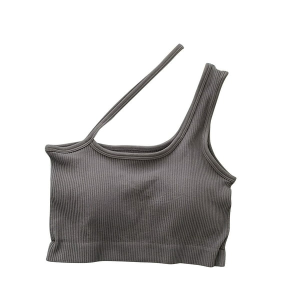 Cute Sports Bras for Women Lightly Lined Bra Feature V-Neck No Underwire Bra Style W-432 Hook and Eye Closure Soorts Bra Gray One Size