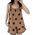 thumbnail image 1 of Cute Spot Pattern Women's Spaghetti Strap Pajamas Set - Casual Brown Shorts 2-Piece Sleepwear for Summer, Size M, 1 of 8