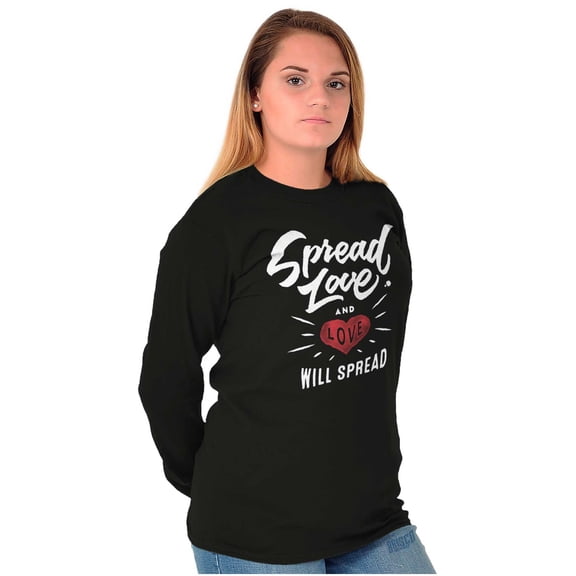 Cute Spread the Love Heart Quote Women's Long Sleeve T Shirt Brisco Brands X