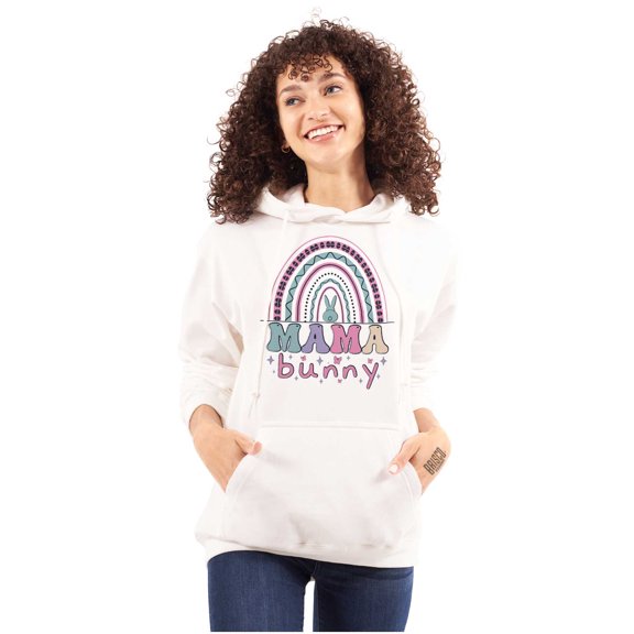 Cute Spring Easter Egg Mama Bunny Hoodie Sweatshirt Women Brisco Brands M