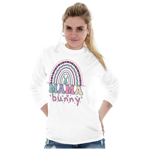 Cute Spring Easter Egg Mama Bunny Women's Long Sleeve T Shirt Brisco Brands S