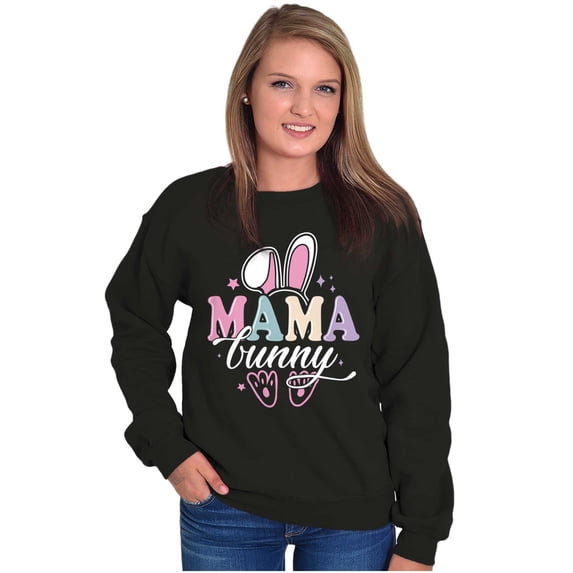 Cute Spring Easter Mama Bunny Ears Women Crewneck Sweatshirt Brisco Brands S