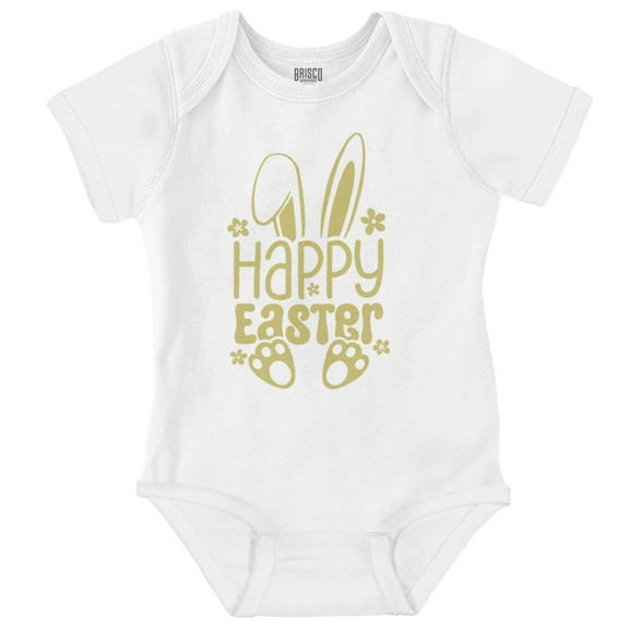 Cute Spring Happy Easter Bunny Ears Bodysuit Jumper Girls Infant Baby Brisco Brands NB
