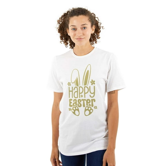Cute Spring Happy Easter Bunny Ears Women's Graphic T Shirt Tees Brisco Brands M