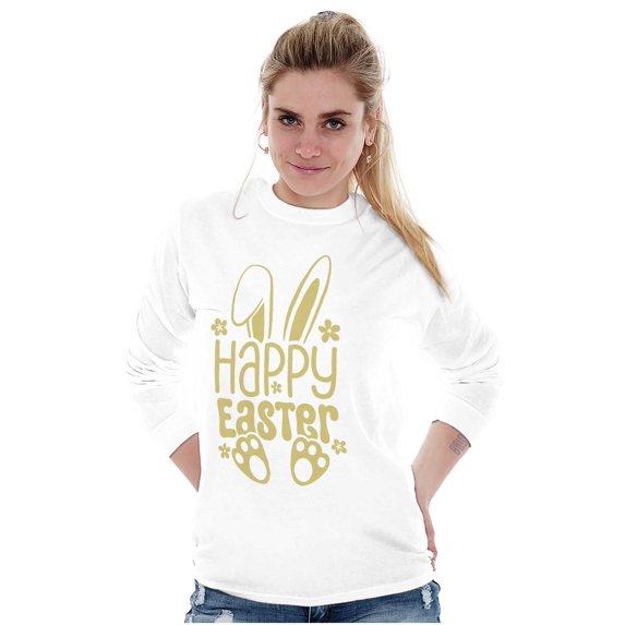 Cute Spring Happy Easter Bunny Ears Women's Long Sleeve T Shirt Brisco Brands S
