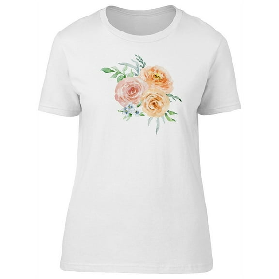 Cute Spring Orange Rose Flowers T-Shirt Women -Image by Shutterstock, Female Medium