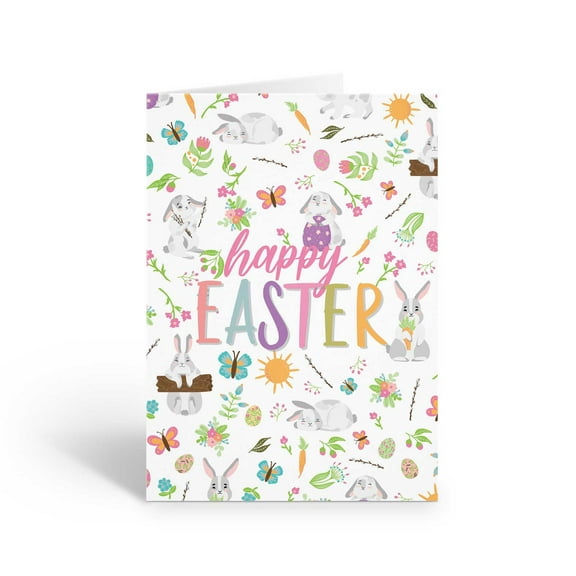 Cute Spring Time Happy Easter Day Cards - 12 Easter Day Cards & Envelopes - B18