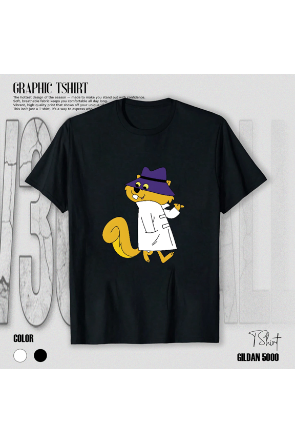 Cute Spy Squirrel Cartoon Parody Retro Secret Detective Graphic Unisex T-Shirt V17699, up to size 5XL