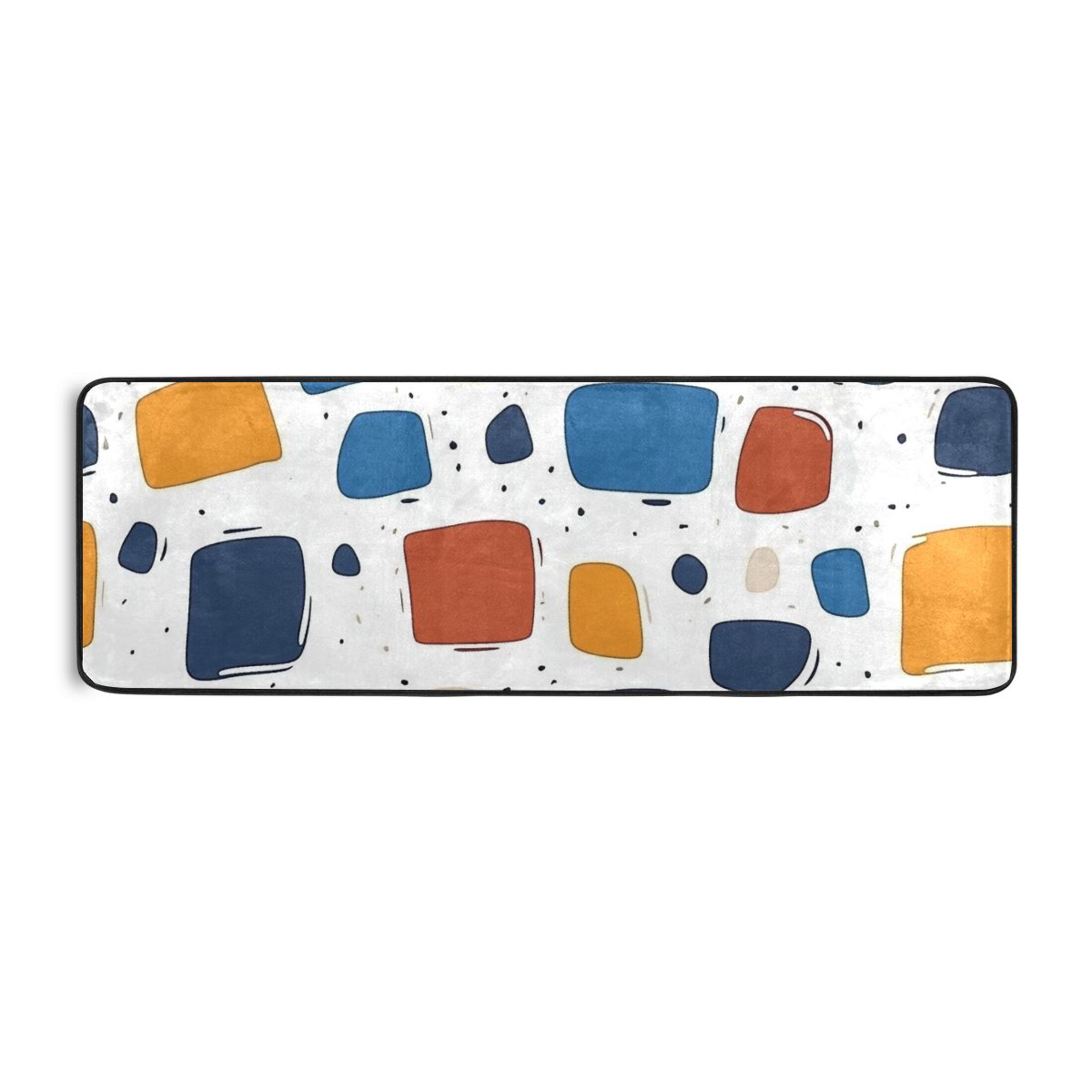 Cute Squares Runner Rug for Hallways Kitchen Non Slip 2'x 6' Washable ...