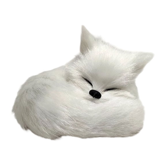 Cute Squatting Fox Figurine, Lifelike Simulation Animal Model for Shelf Desk Decor, Unique Gift Idea for Wildlife & Decoration Fans, A White Lifelike Fox Model
