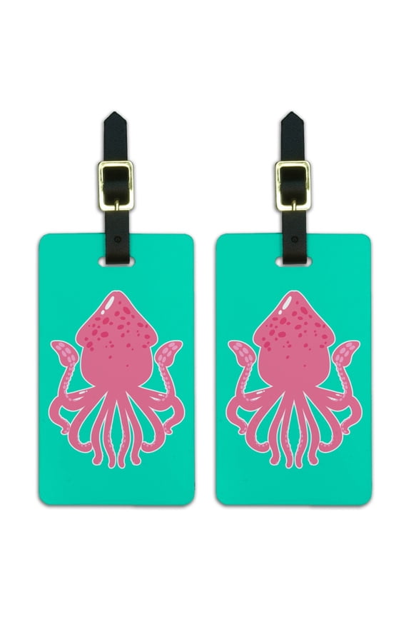 Cute Squid Tentacles Ocean Luggage ID Tags Suitcase Carry-On Cards - Set of 2