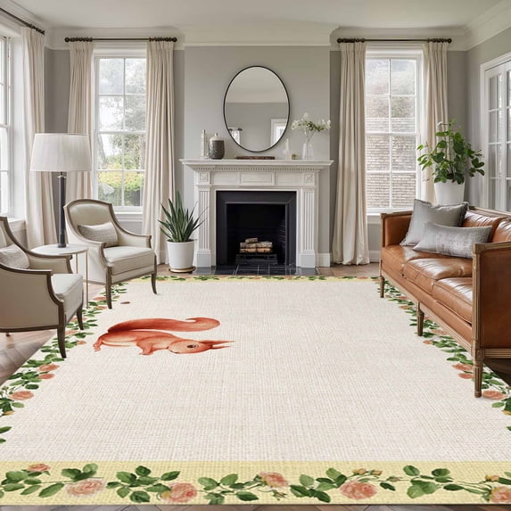 Cute Squirrel 5'x7' Rug for Living Room Sofa and Coffee Table Layout ...