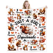 Cute Squirrel Blanket Gifts for Squirrel Lovers Women Adults,Funny Squirrels Stuff Plush Squirrels Throw Blanket for Couch Sofa Bed Room Decor Gifts 50"X40"