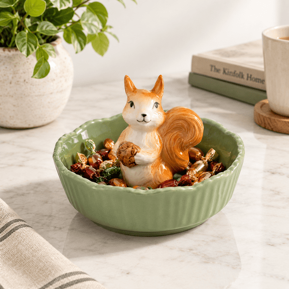 Cute Squirrel Candy Bowl Ceramic Dish (green Squirrel)