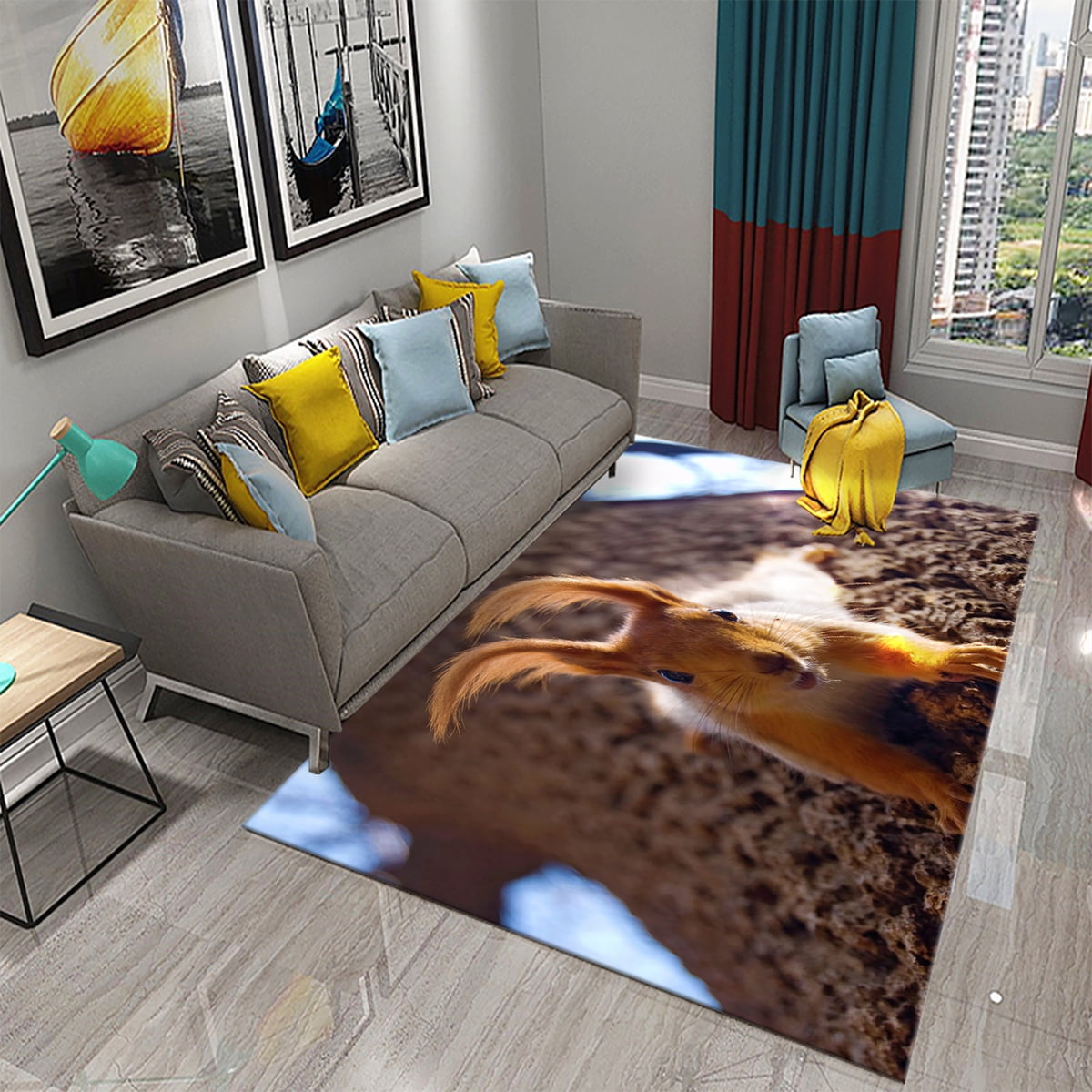 Cute Squirrel Carpet Funny Wild Animal Floor Mat for Bathroom r Carpet ...