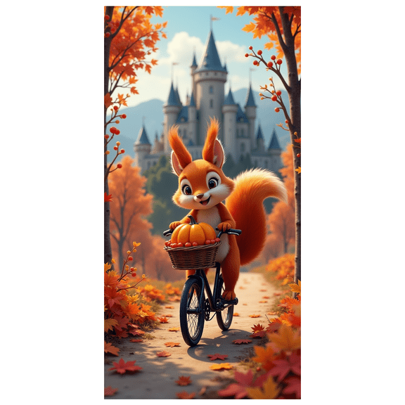 Cute Squirrel Cartoon Banner Autumn Theme Fairy Tale Woodland Animal Decor for Kids Room Fall Festival Birthday Party