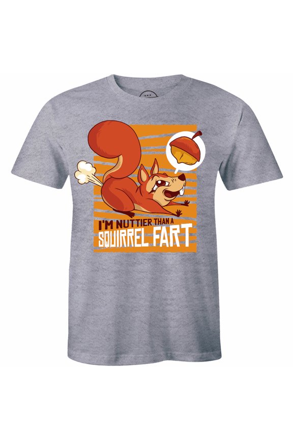 Cute Squirrel Cartoon Cacking Wind Thinking Of A Nut Print Men'S T Shirt All Size S-5XL