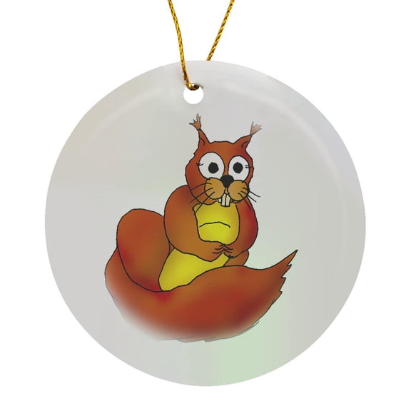 3drose, Cute Squirrel, Circle Porcelain Ornament