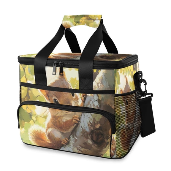 Cute Squirrel Climb The Tree Portable Cooler Lunch Box Reusable Insulated Lunch Bag Leakproof 15L
