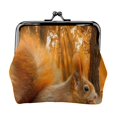 Cute Squirrel Eating Nuts PU Leather Coin Purse Wallets Change Pouch