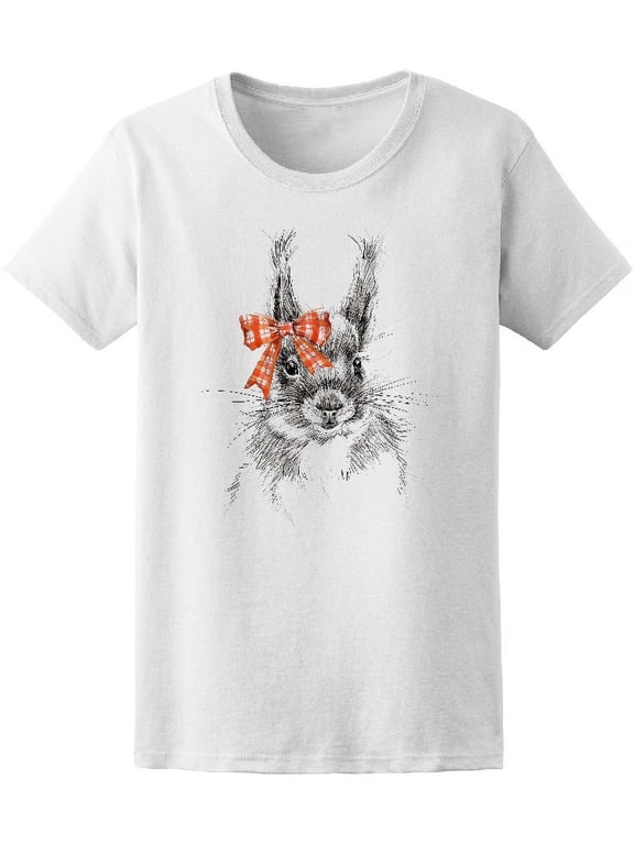 Cute Squirrel Hand Drawn T-Shirt Women -Image by Shutterstock, Female XX-Large