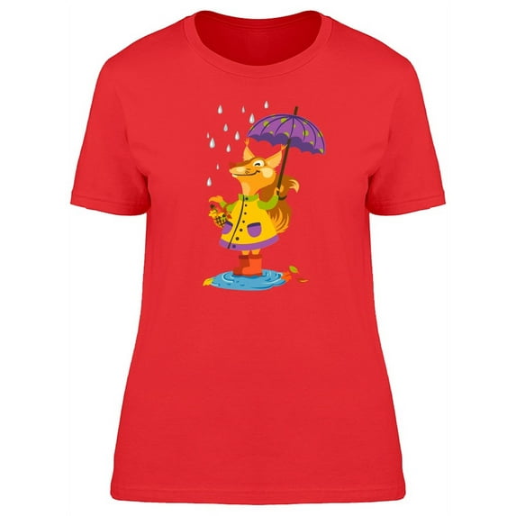 Cute Squirrel On The Rain T-Shirt Women -Image by Shutterstock, Female Small