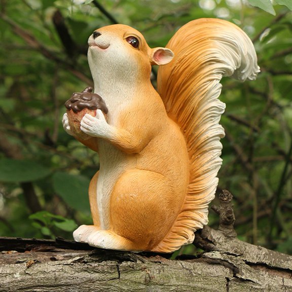 Cute Squirrel Resin Statue Suitable for Garden Yard Outdoor Tree or Fence-Garden Decor