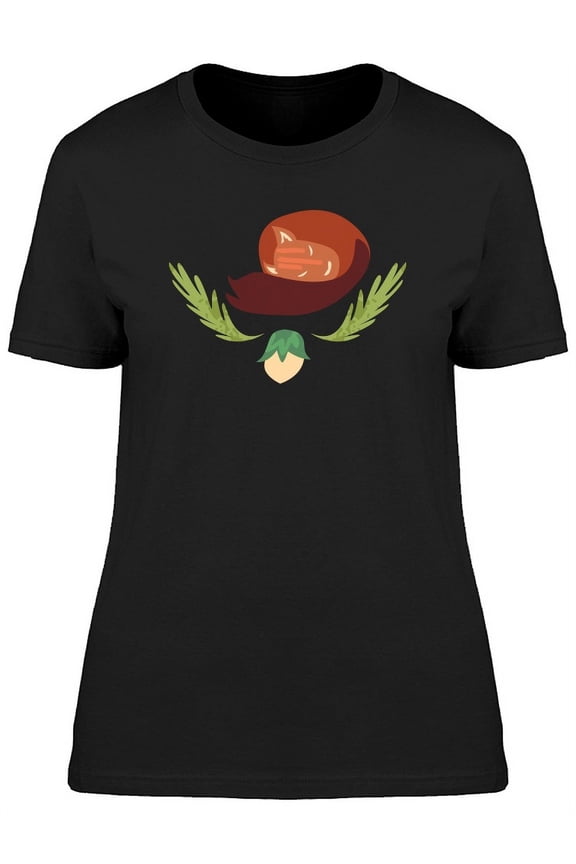 Cute Squirrel Sleeping Cartoon T-Shirt Women -Image by Shutterstock, Female Small