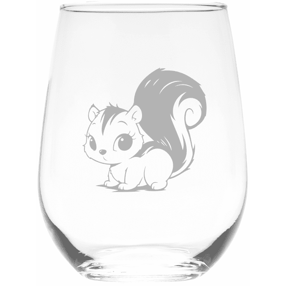 C&M Personal Gifts 17 oz Cute Squirrel Themed Stemless Wine Glass (Style S2)