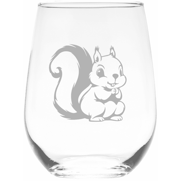 C&M Personal Gifts 17 oz Cute Squirrel Themed Stemless Wine Glass (Style S3)