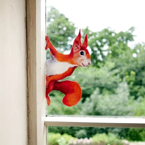 Cute Squirrel Window Sticker - Eco-Friendly Decorative Plastic Sticker for Home and Car Windows
