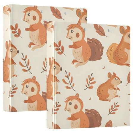 Cute Squirrel and Leaf Hardcover 3 Ring Binder 1.5” Round Rings Letter Size Paper Pockets for School Office Supplies