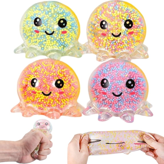 Cute Squishy Octopus Stress Ball, Soft Fidget Squeeze Toy, Party Favor & Birthday Gift, 1 PC Random Color