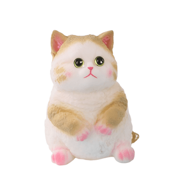 Cute Squishy Dolls Fluffy Cat Stress Relief Doll - Super Soft Squeeze Fidget Cat Figurine, Anxiety Relief Desk Ornament, Decompression Sensory Item