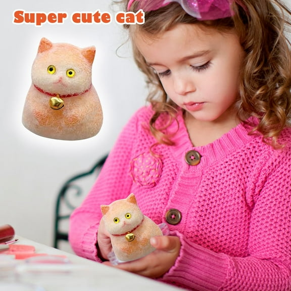 Cute Squishy Dolls Fluffy Cat Stress Relief Doll - Super Soft Squeeze Fidget Cat Figurine, Anxiety Relief Desk Ornament, Decompression Sensory Item