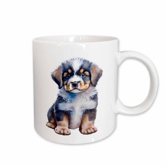 3drose, Cute St. Bernard Puppy Illustration, 11oz Mug