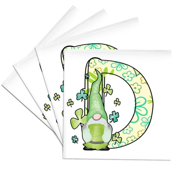 3drose, Cute St Patricks Day Gnome Monogram Initial D, Set of 4 Ceramic Tile Coasters